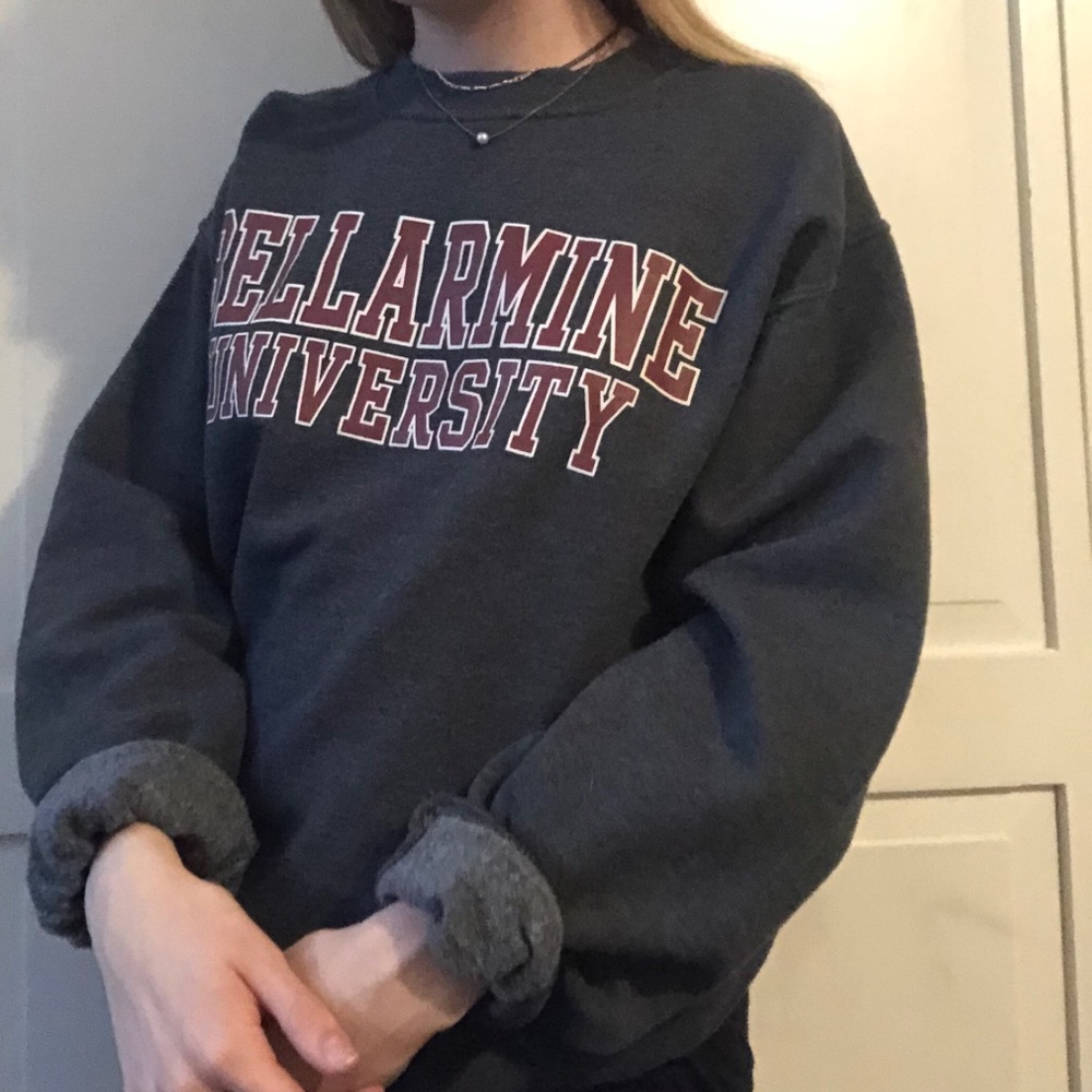gray university sweatshirt